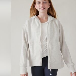 Athleta Kids Light Gray Zip-Up Hoodie